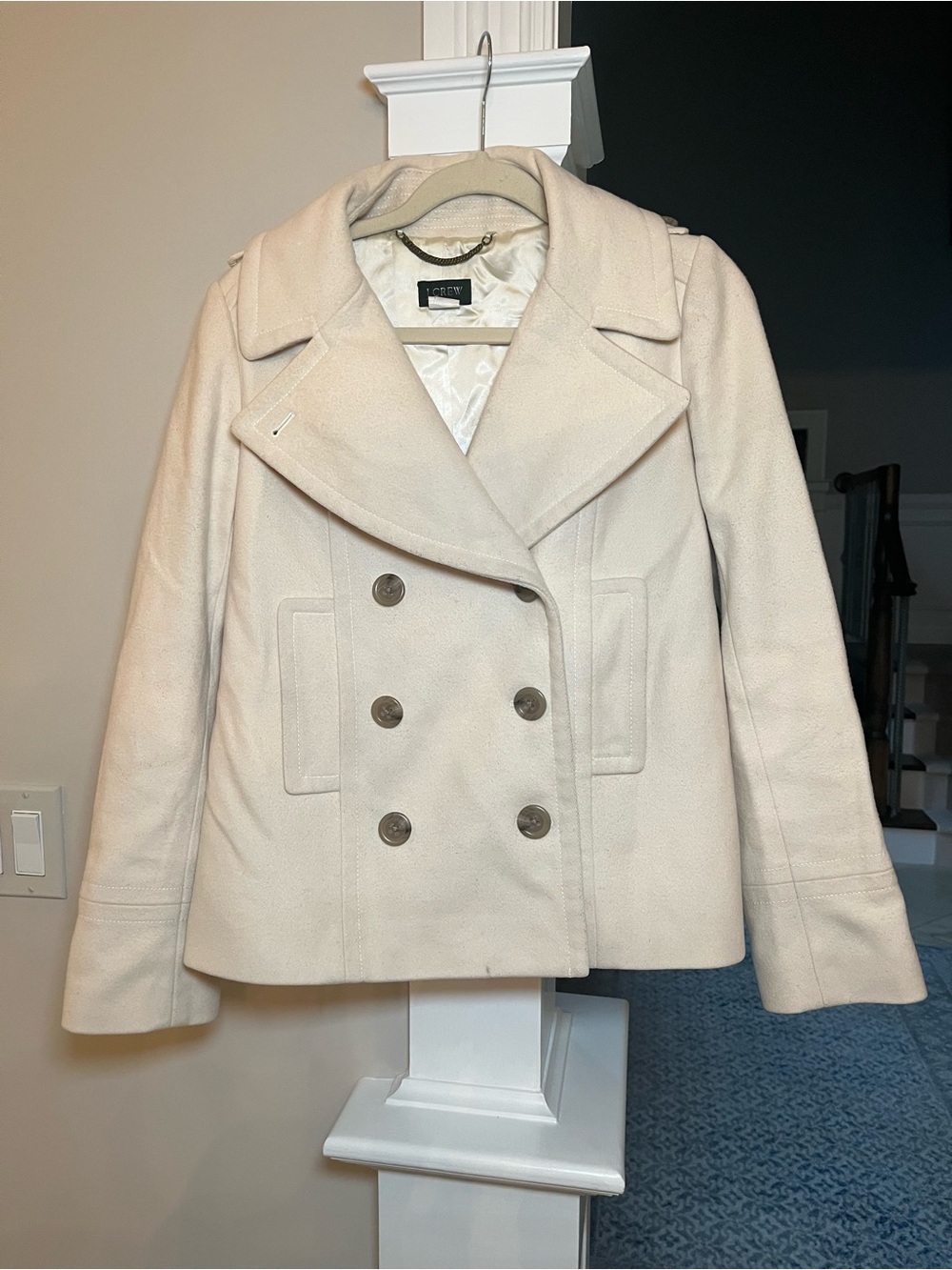 J.Crew Women’s Wool Peacoat Size 2 Ivory Cream Double Breasted Jacket